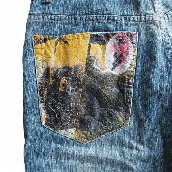 Arme Welcome to the Hood "Victory" Vintage Streetwear Denim Shorts Men's 36 RARE - Picture 8 of 12